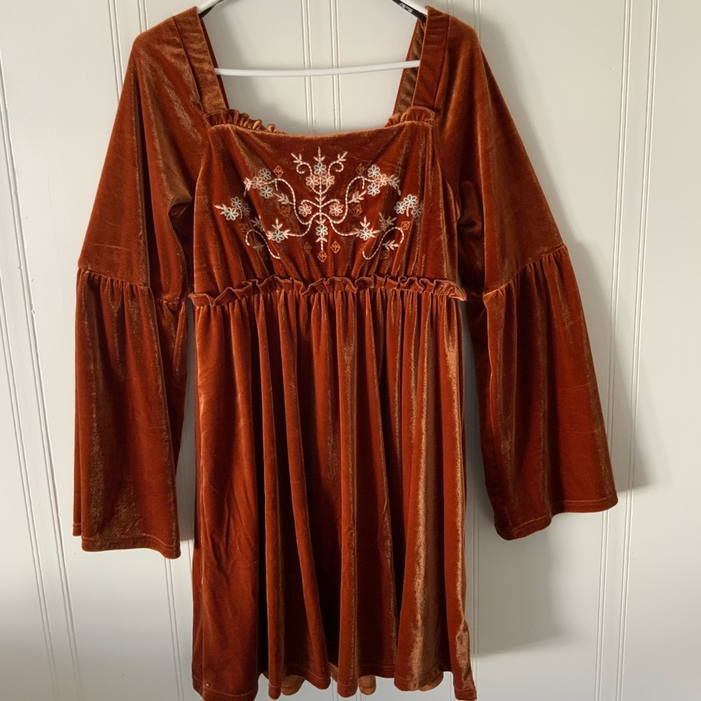 Miss Me Rust Long Sleeve Dress